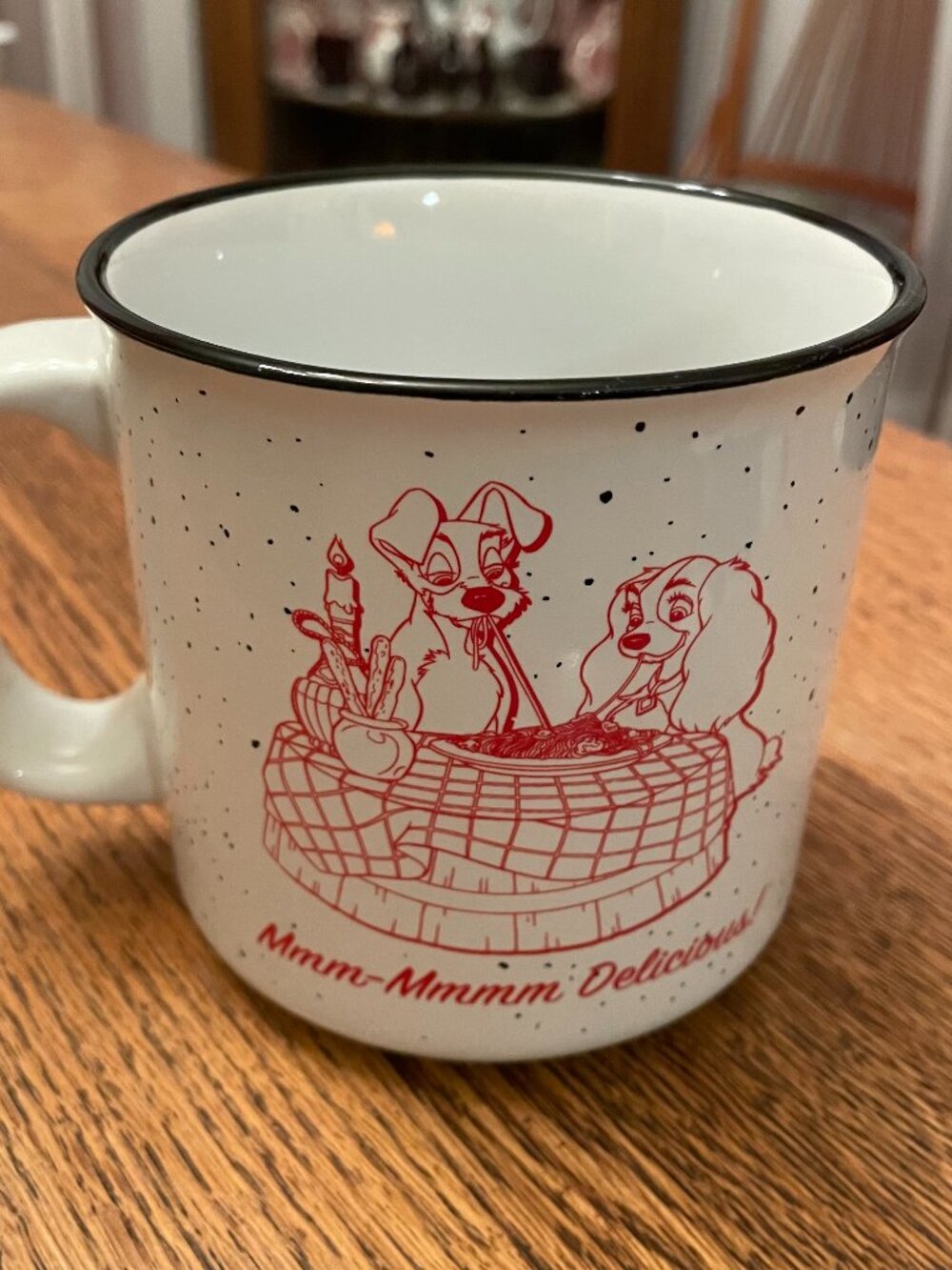 Disney The Lady and the Tramp Large Campfire Style Coffee Cup Mug 20 ounces